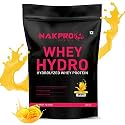 NAKPRO HYDRO Whey Protein Hydrolyzed | 24.89gProtein, 5.45g BCAA | Easy Mixing, Low Carbs, Easy Digesting Whey Protein Supplement Powder for Men, Women &amp; Athletes | 1 Kg (Mango)