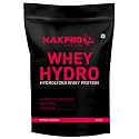 NAKPRO HYDRO Whey Protein Hydrolyzed | 24.89g Protein, 5.45g BCAA | Easy Mixing, Low Carbs, Easy Digesting Whey Protein Supplement Powder for Men, Women &amp; Athletes | 1 Kg (Chocolate)