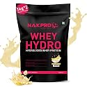 NAKPRO HYDRO Whey Protein Hydrolyzed | 24.89g Protein, 5.45g BCAA | Easy Mixing, Low Carbs, Easy Digesting Whey Protein Supplement Powder for Men, Women &amp; Athletes | 1 Kg (Chocolate)