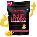 NAKPRO HYDRO Whey Protein Hydrolyzed | 24.89gProtein, 5.45g BCAA | Easy Mixing, Low Carbs, Easy Digesting Whey Protein Supplement Powder for Men, Women &amp; Athletes | 1 Kg (Mango)
