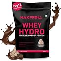 NAKPRO HYDRO Whey Protein Hydrolyzed | 24.89g Protein, 5.45g BCAA | Easy Mixing, Low Carbs, Easy Digesting Whey Protein Supplement Powder for Men, Women &amp; Athletes | 1 Kg (Chocolate)