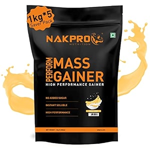 nakpro perform mass gainer  high protein amp high calorie  15g protein 33g bcaa added vitamins amp mineralseasy mixing easy digesting powder for men amp women  1 kg chocolate flavour 10 servings