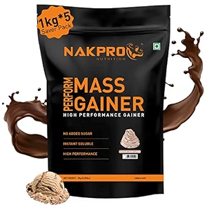 nakpro perform mass gainer  high protein amp high calorie  15g protein 33g bcaa added vitamins amp mineralseasy mixing easy digesting powder for men amp women  1 kg chocolate flavour 10 servings