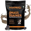 NAKPRO PERFORM MASS GAINER | High Protein &amp; High Calorie | 15g Protein, 3.3g BCAA | Added Vitamins &amp; Minerals | Easy Mixing, Easy Digesting Mass Gainer Powder for Men &amp; Women | 1 Kg Cookies &amp; Cream Flavour (10