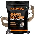 NAKPRO PERFORM MASS GAINER | High Protein &amp; High Calorie | 15g Protein, 3.3g BCAA | Added Vitamins &amp; Minerals | Easy Mixing, Easy Digesting Mass Gainer Powder for Men &amp; Women | 1 Kg Cookies &amp; Cream Flavour (10