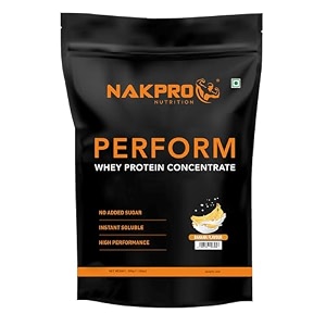 nakpro nutrition perform whey protein concentrate  500g banana flavour  24g protein trustified certified