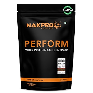 nakpro nutrition perform whey protein concentrate  500g banana flavour  24g protein trustified certified
