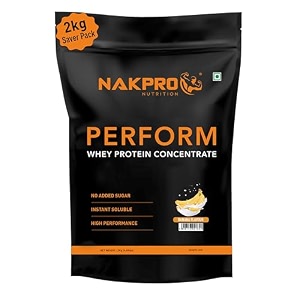 nakpro nutrition perform whey protein concentrate  500g banana flavour  24g protein trustified certified