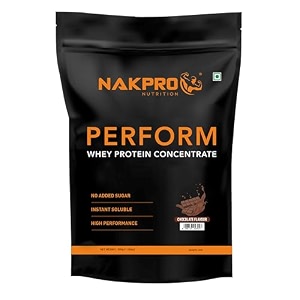 nakpro nutrition perform whey protein concentrate  500g chocolate  24g protein trustified certified