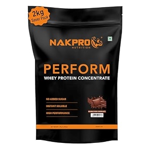 nakpro nutrition perform whey protein concentrate  2kg doublerich-chocolate  24g protein trustified certified