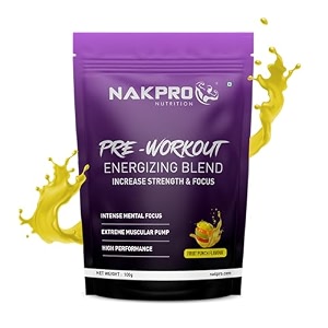 nakpro pre workout supplement with 100mg caffeine 1200mg creatine monohydrate and 1200mg citrulline- 20 servings fruit punch 250g amp nakpro micronized creatine monohydrate unflavoured 250g