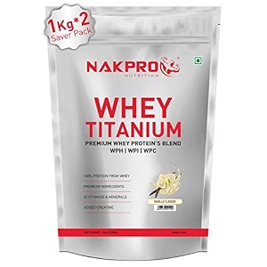 nakpro titanium tri blend whey protein hydrolyzed isolate amp concentrate  2549g protein 1150g eaa 560g bcaa  added vitamins minerals amp creatine-banana-1 kg