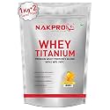 NAKPRO Titanium Tri Blend Whey Protein Hydrolyzed, Isolate &amp; Concentrate | 25.49g Protein, 11.50g EAA, 5.60g BCAA | Added vitamins, minerals &amp; creatine-Banana-1 Kg