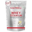 NAKPRO Titanium Tri Blend Whey Protein Hydrolyzed, Isolate &amp; Concentrate | 25.49g Protein, 11.50g EAA, 5.60g BCAA | Added vitamins, minerals &amp; creatine-Banana-1 Kg