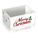 Namalu Christmas Hot Cocoa Bar Storage Box Wooden Crate with Handles Hot Cocoa Decorative Rustic Farmhouse Wood Basket Christmas Wood Storage Bins Organizer Bucket for Xmas Candy Dish Home(White)
