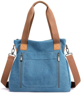 namchi blue hobo women canvas handbag shoulder bags casual multi-pocket top handle tote crossbody