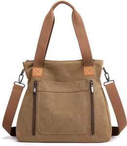 namchi brown hobo women canvas handbag shoulder bags casual multi-pocket top handle tote crossbody