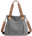 namchi Grey Hobo Women Canvas Handbag Shoulder bags Casual Multi-Pocket Top Handle Tote Crossbody