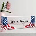 Name Plate for Desk, Desk Name Plate Personalized Office Desk Decor for Women Men, Acrylic Desk Accessories with US Flag, The Office Gifts Employee Appreciation Gifts for Boss, Manager, Teacher, Nurse