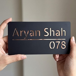 name plate for home entrance outdoor  customised acrylic house name plate  personalized door name plate with rose gold mirror letters  modern name board for home flat apartment amp office rose gold 40x20 cm