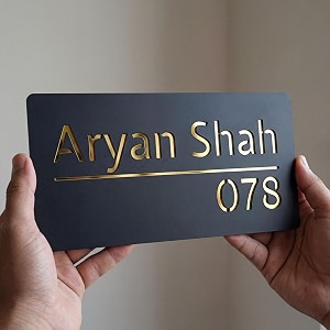 name plate for home entrance outdoor  customised acrylic house name plate  personalized door name plate with gold mirror letters  modern name board for home flat apartment amp office gold 40x20 cm