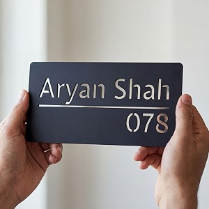 name plate for home entrance outdoor  customised acrylic house name plate  personalized door name plate with silver mirror letters  modern name board for home flat apartment amp office silver 40x20 cm