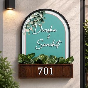 name plate for home entrance outdoor  name plate  wood personalized nameplate with 3d letters  door nameplates with planter stand  custom nameplate for home office and outdoor entrance  wooden  ultra premium housewarming gifts  plant included 