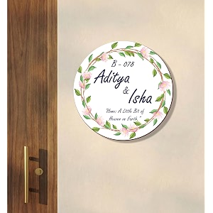 name plate home entrance outdoor  personalized wooden round door name board with flat number amp family name  custom mdf wall sign for apartment house villa 30x30 cm