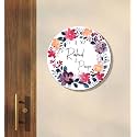Name Plate Home Entrance Outdoor | Personalized Round Name Board with House Number | Floral Wooden Door Name Sign | Custom Name Plate For Home, Office and Outdoor Entrance (30X30 CM)
