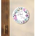 Name Plate Home Entrance Outdoor | Personalized Round Name Board with House Number | | Floral Wooden Door Name Sign | Custom Name Plate For Home, Office and Outdoor Entrance (30X30 CM)