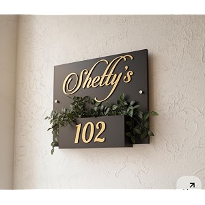 name plate for home entrance outdoor wooden acrylic custom house number plate with laser engraving  personalized name plate for house door  modern stylish home nameplate  personalized acrylic name plate