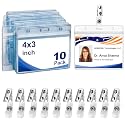 Name Tag Holders with Metal Clips 10 Pack 4x3 Horizontal ID Holder