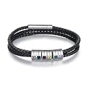 Nameinhea Personalized Mens Braid Bracelet Custom Bracelet with 1-8 Engraved Beads Family Names Jewelry Gifts for Men Father's day