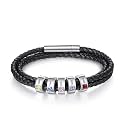 Nameinhea Personalized Mens Braid Bracelet Custom Bracelet with 1-8 Engraved Beads Family Names Jewelry Gifts for Men Father's day