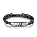 Nameinhea Personalized Mens Braid Bracelet Custom Bracelet with 1-8 Engraved Beads Family Names Jewelry Gifts for Men Father's day