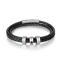 Nameinhea Personalized Mens Braid Bracelet Custom Bracelet with 1-8 Engraved Beads Family Names Jewelry Gifts for Men Father's day