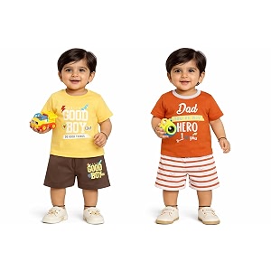 nammababy baby boys cotton printed round neck half sleeve t-shirt amp short clothing sets