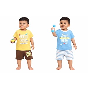 nammababy baby boys cotton printed round neck half sleeve t-shirt amp short clothing sets