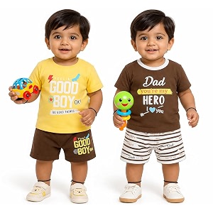 nammababy baby boys cotton printed round neck half sleeve t-shirt amp short clothing sets
