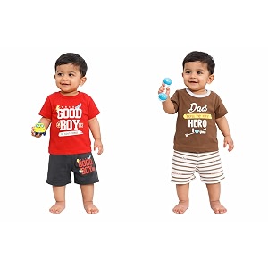 nammababy baby boys cotton printed round neck half sleeve t-shirt amp short clothing sets