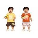 NammaBaby Baby Boys Cotton Printed Round Neck Half Sleeve T-shirt &amp; Short Clothing Sets
