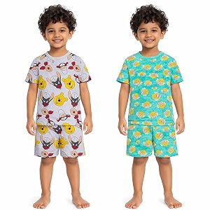 nammababy boy39s cotton printed premium half sleeves t-shirt and shorts top and bottom settshirt-shorts with pocket combo of 2