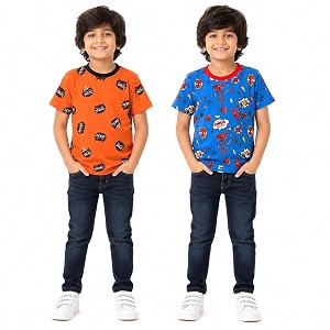 NammaBaby Boys Cotton Printed Premium Half Sleeves