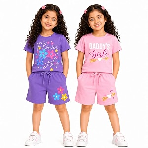 NammaBaby Girls Cotton Graphic Print Night Suit