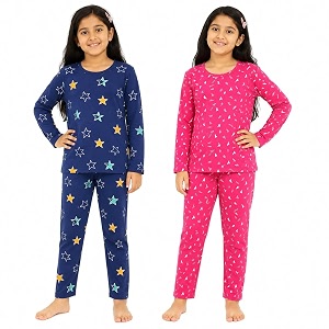 NammaBaby Girls Cotton Graphic Print Night Suit
