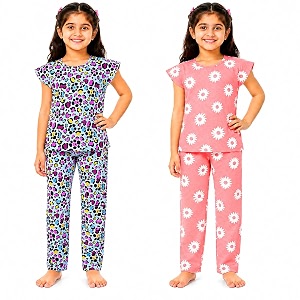 NammaBaby Girls Cotton Graphic Print Night Suit