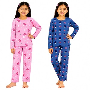 NammaBaby Girls Cotton Graphic Print Night Suit
