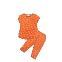 NammaBaby Girl's Cotton Blend Printed Night Suit/T-Shirt and Pant Set (Orange, 11Years-12Years)