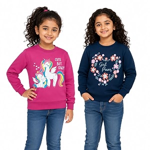 nammababy girls cotton round neck sweatshirt