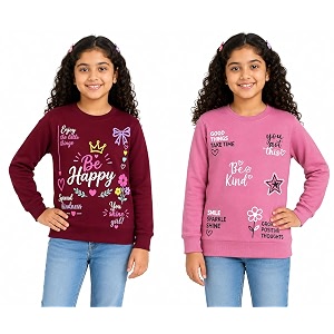 nammababy girls cotton round neck sweatshirt